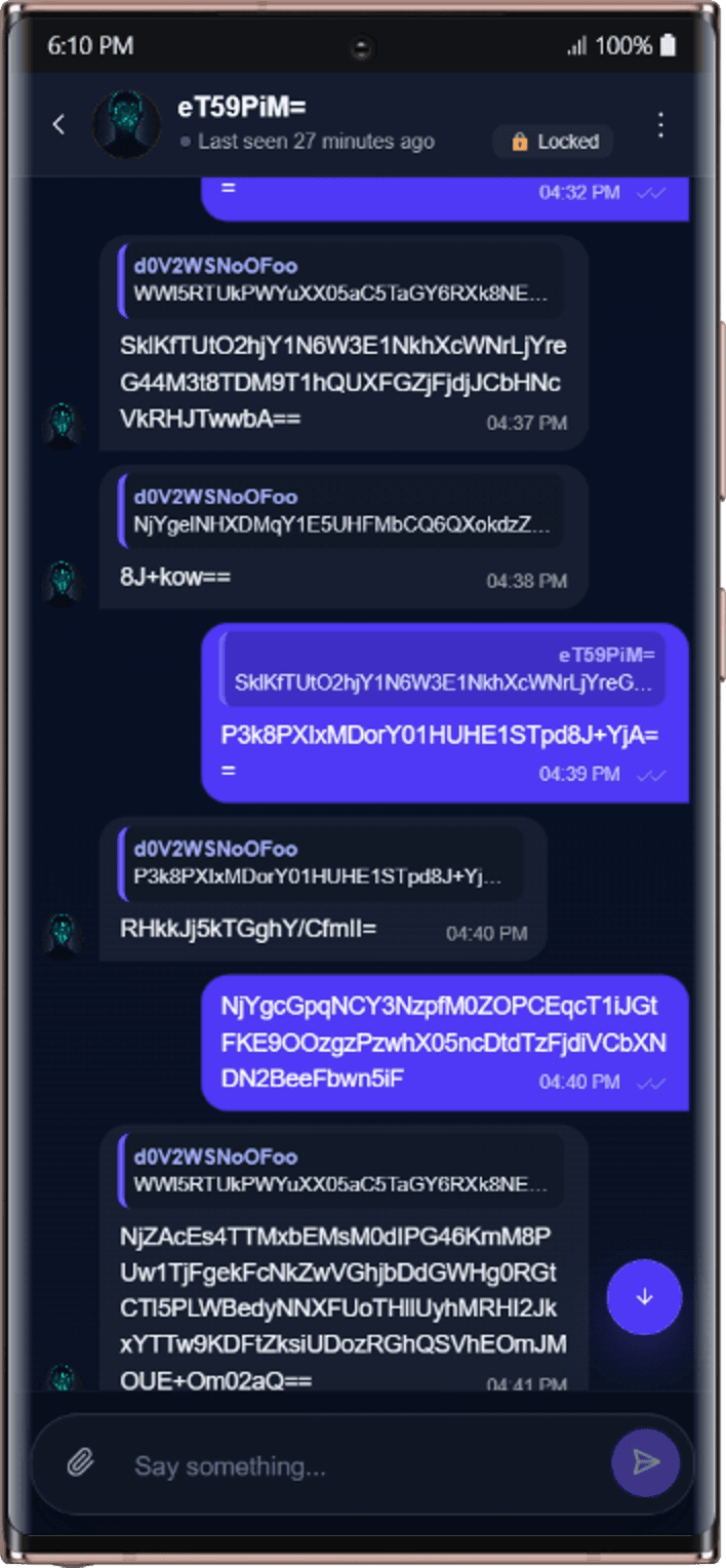 Encrypted Enzypher mobile conversation