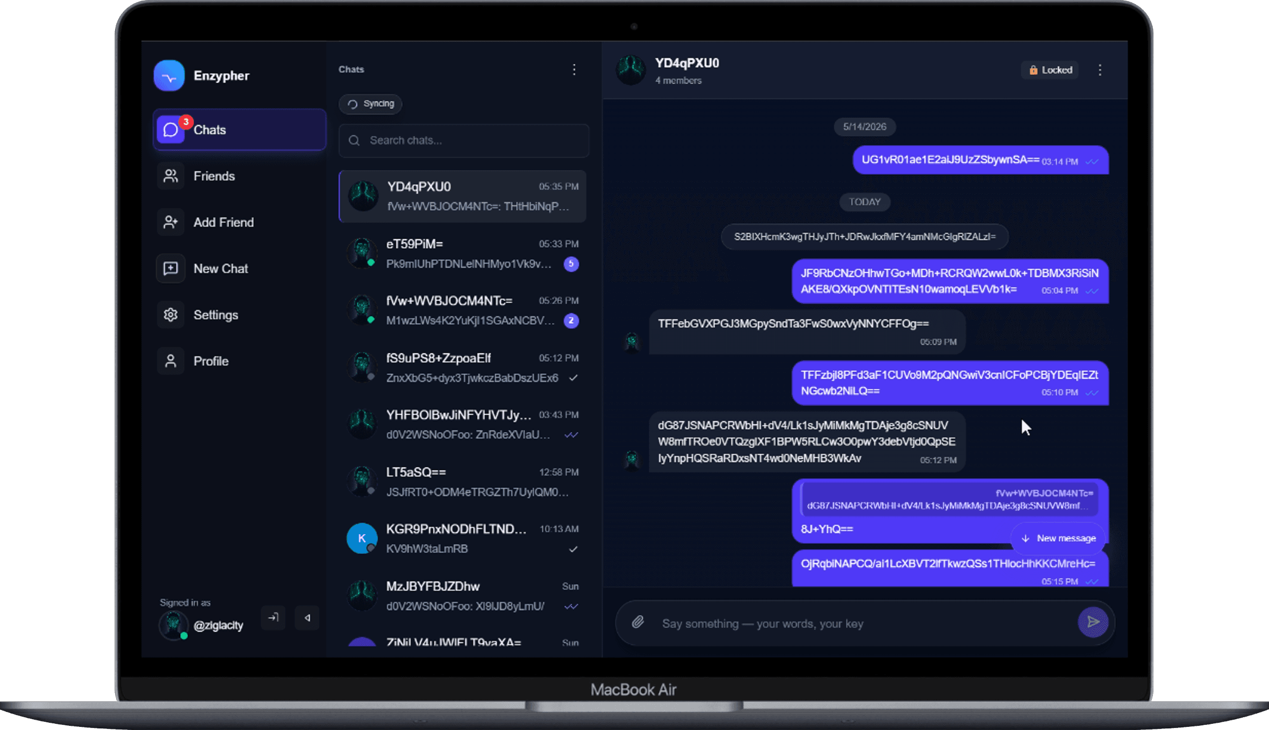 Enzypher encrypted group chat on desktop