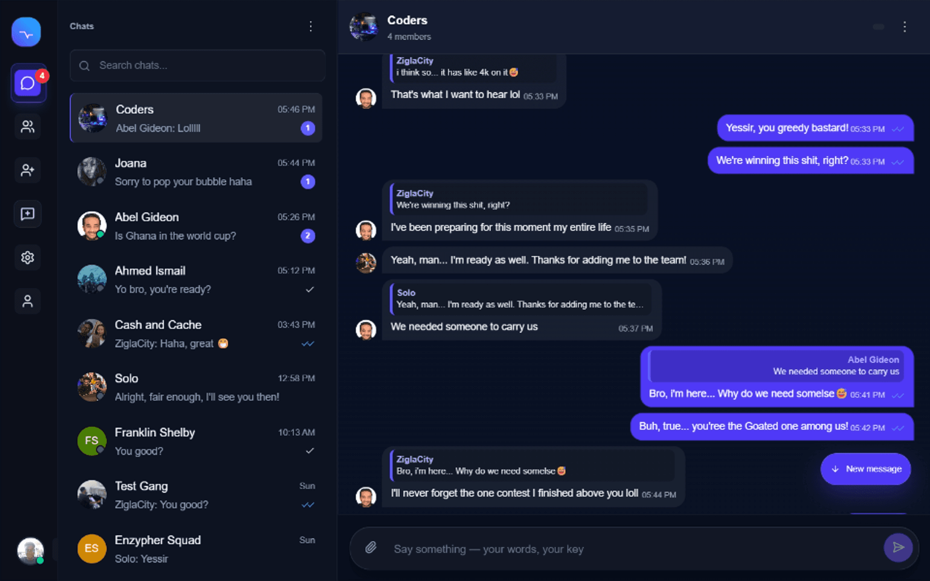 Decrypted Enzypher group chat on tablet
