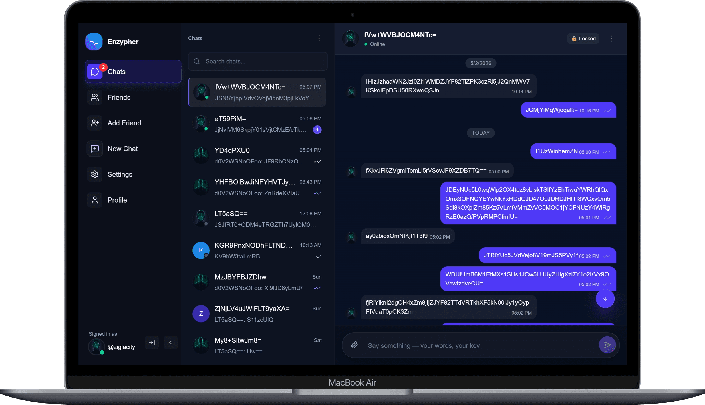 Encrypted Enzypher desktop conversation